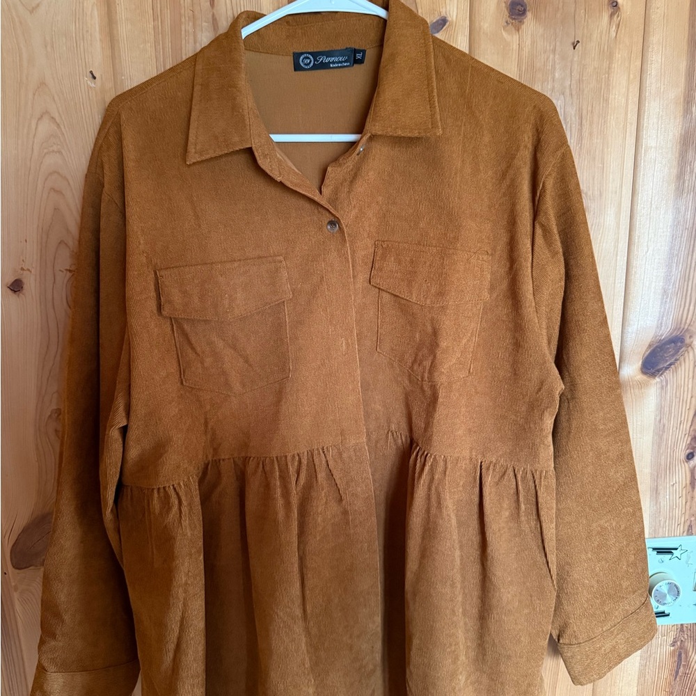 Source Unknown Women's Rust Brown Suede-Look Peplum Jacket Blazer